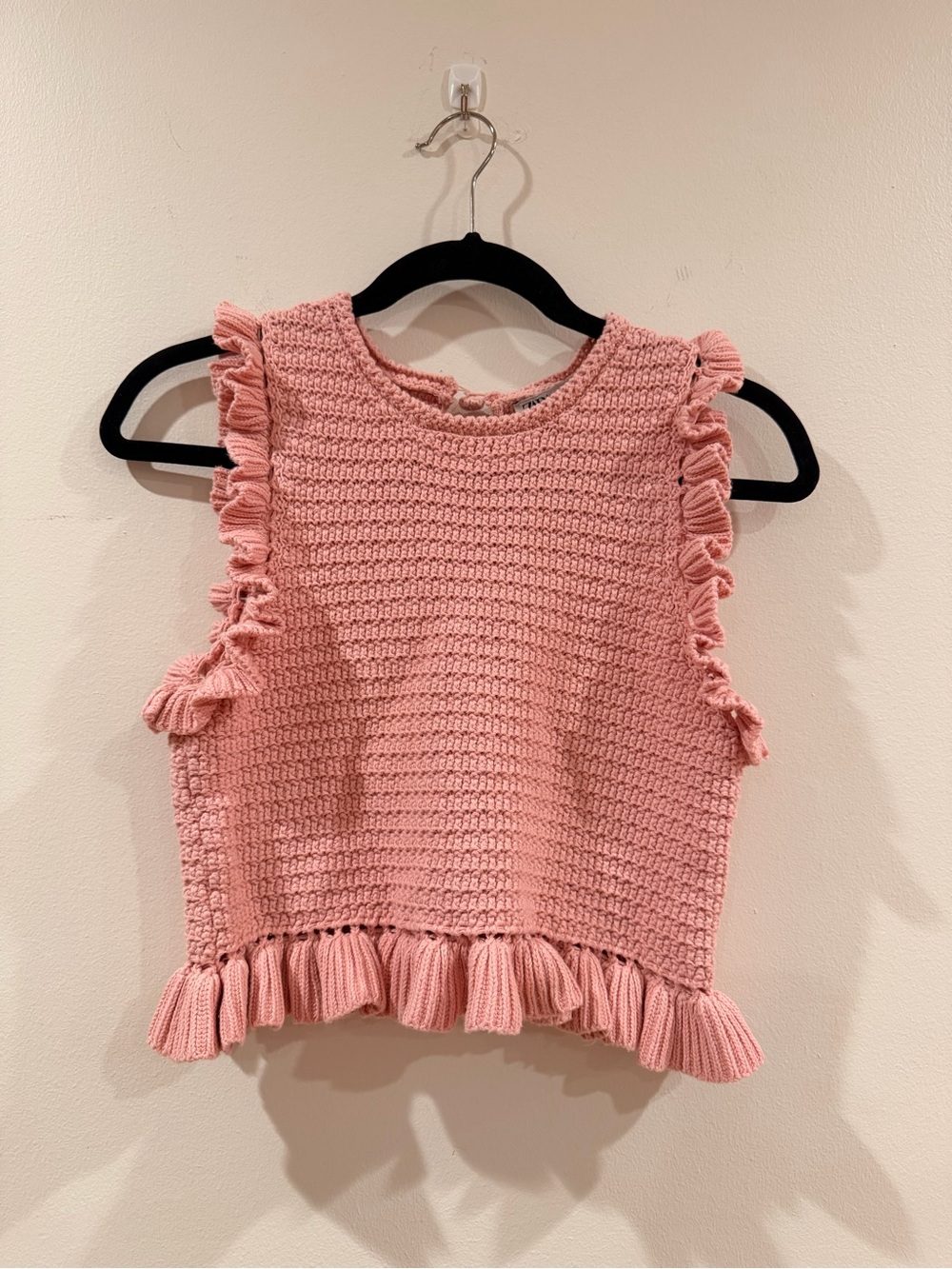 Zara Pink Ruffle Knit Sleeveless Top